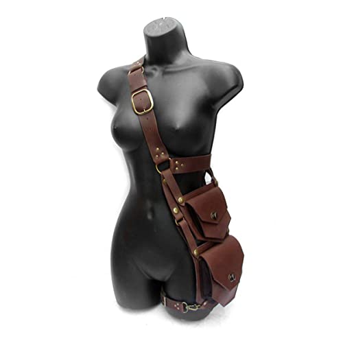 Mittelalterliche Wiederbelebung Taillengürtel Taillenbeutel Tasche Kostüm Wikinger Ritter Pirat Cosplay Retro Taschen, Lapp Mittelalterlicher Stil (Braun) von Generic