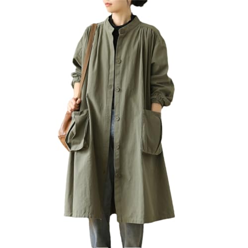 Mittellanger Damen-Trenchcoat Frühling und Herbst lockerer einreihiger dünner Frauentrenchcoat, Armee EN8, 38 Mittellanger Damen-Trenchcoat Frühling und Herbst lockerer einreihiger dünner Frauentrenchcoat, Armee EN8, 38 von Generic