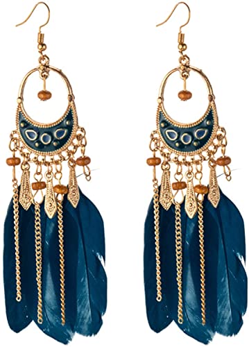 Mode Frauen Feder Lange Ohrringe Vintage Quaste Ohrringe für Mädchen Frauen von Generic