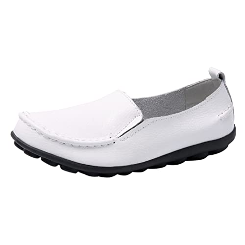 Mode Frauen Schuhe Atmungsaktiv Bequem Freizeit Flach Leicht Elegant Slip On Sneaker Komfortabel Weich Flexibel Alltag Strand Spaziergang (White, 41) von Generic