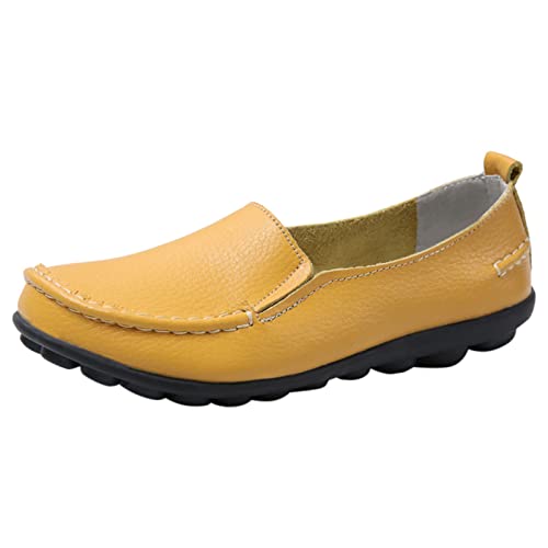 Mode Frauen Schuhe Atmungsaktiv Bequem Freizeit Flach Leicht Elegant Slip On Sneaker Komfortabel Weich Flexibel Alltag Strand Spaziergang (Yellow, 42) von Generic