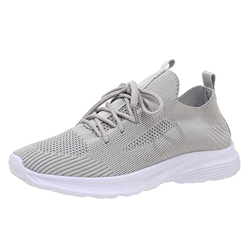 Mode Frühling Damen Sportschuhe Flacher Boden leicht fliegend gewebtes Mesh atmungsaktiv bequem einfarbig schnüren Fersenpolster Schuhe Damen Mode Frühling Damen Sportschuhe Flacher Boden leicht fliegend gewebtes Mesh atmungsaktiv bequem einfarbig schnüren Fersenpolster Schuhe Damen von Generic