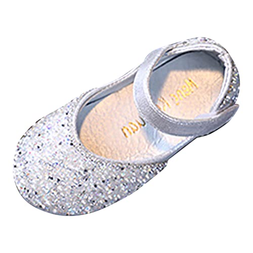 Mode Frühling und Sommer Kinder Tanzschuhe Mädchen Kleid Show Prinzessin Schuhe Runde Zehe Perle Strass Pailletten Baby-Socken-Schuhe (Silver, 10.5-11 Years Big Kids) von Generic