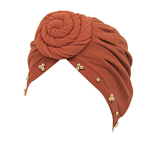 Mode Für Männer Oder Weibliche Kopfkappe Womens Solid Color Stirnband Cap Pin Bead Plate Flower Bottom Cap Stirnband (Wine, One Size) von Generic