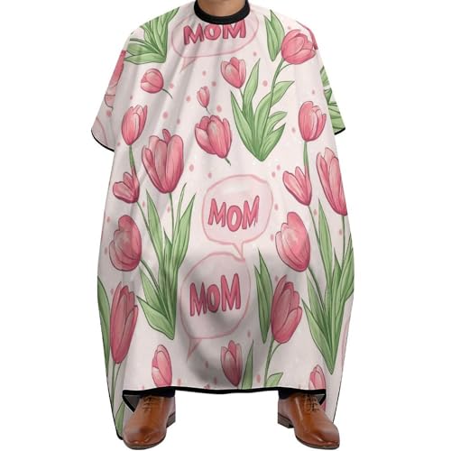 Mode Haarschneidemantel, Mama Mutter Mama Tulpe Blume, Barber Cape Polyester Haar Schneideumhang für Salon Männer Haarstyling von Generic