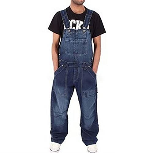 Mode Herren Jeans, Latzhose Slim Fit Lang Hose Denim Jumpsuit Vintage Overall Workwear Männer Cargohose Jogginghose Trainingshose Freizeithose Loose mit Löcher für Männer Latzhose von Generic