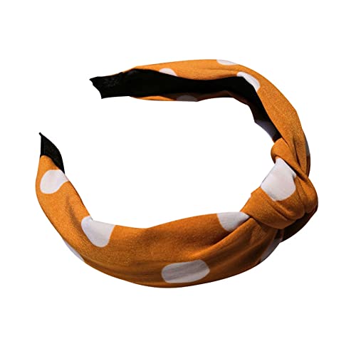 Mode Polka Dot Twist Knot Haar Hoop Frauen Mädchen Tuch Breites Stirnband Gelb von Generic