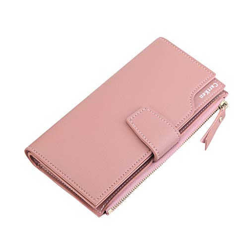 Mode Reißverschluss Brieftasche Brieftasche Dreifache weibliche Lange Geldbörse Clutch Frauen Kleine Geldbörsen Herren Mit Reißverschluss (Pink, One Size) von Generic