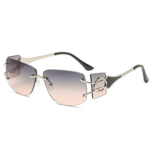 Mode Schneiden Diamant Randlose Quadratische Sonnenbrille Für Männer Vintage Legierung Breite Bein Sonnenbrille Frauen Shades 205259 von Generic