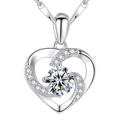 Mode Silber Halskette Damen Schmuck Paar Herzförmige Zirkon Anhänger Schlüsselbein Kette Zubehör von Generic