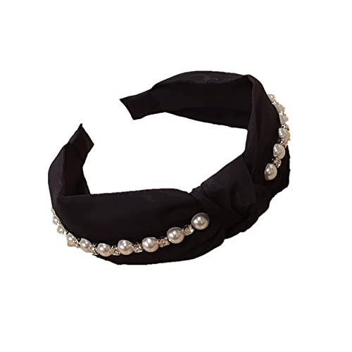 Mode geknotet Faux Perle Haar Hoop Frauen breite Tuch Stirnband Party schwarz von Generic