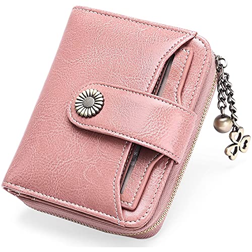 Moderne kompakte Bi Falt- und Münztasche für Frauen modische Geldbörse Geldbörsen Herren Klein Glattleder (Pink, 12.5X10X2.5CM) von Generic