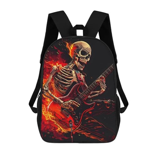 Moderner Laptop-Rucksack Menschliches Skelett Spielt Gitarre Im Feuer Rucksack Lässiger Wanderrucksack Für Wandern, Schule, Job, 42X32X14Cm Moderner Laptop-Rucksack Menschliches Skelett Spielt Gitarre Im Feuer Rucksack Lässiger Wanderrucksack Für Wandern, Schule, Job, 42X32X14Cm von Generic