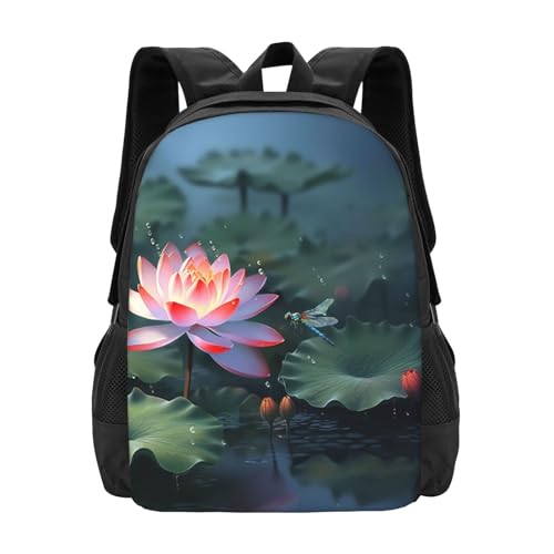 Moderner Studentenrucksack Lotusblume Und Libelle Druck Wanderrucksack Retro Backpack Für Job, Freizeit, Büro, 42X32X14Cm Moderner Studentenrucksack Lotusblume Und Libelle Druck Wanderrucksack Retro Backpack Für Job, Freizeit, Büro, 42X32X14Cm von Generic