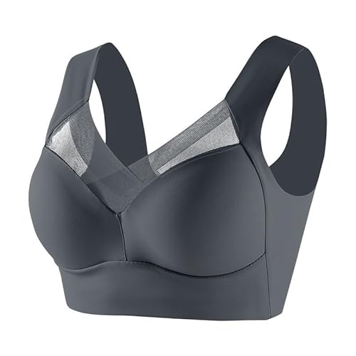 Modisch Mesh BH Damen Ohne Bügel Nahtloser Damen-BHS Push Up Bra Klassische Bralette Große Brüste Starker Halt Bustier Comfit Sport-BHS Baumwolle Deals of The Day Grau 5XL von Generic