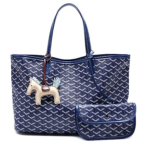 Modische Einkaufstasche für Damen, große Leder-Schultertasche für Damen, Designer-Dupes für Frauen, Handtaschen, Reisetaschen-Sets, Blau von Generic