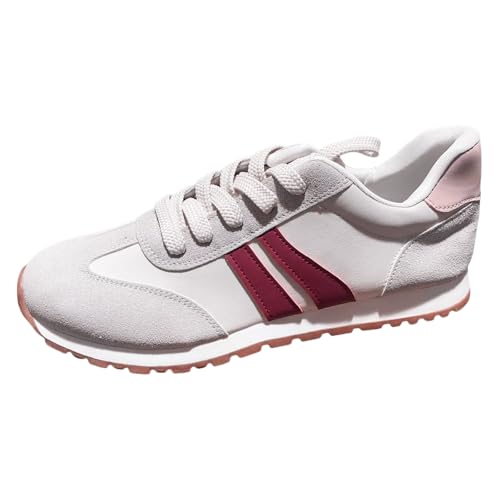 Modische Damenschuhe Freizeit bequem Schnürschuhe Weiche Sohle Dicke Laufsohle Bequemschuhe Damen Treter Leicht Flexible Alltagsschuhe Stadt (Red, 40) von Generic