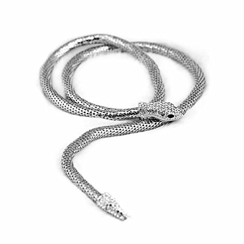 Modische Doppelzweck-Halskette mit Schlangen-Anhänger, Silber-Halskette, übertriebene Halsketten und Anhänger, Scheiben-Anhänger, Halskette, silber, Einheitsgröße von Generic