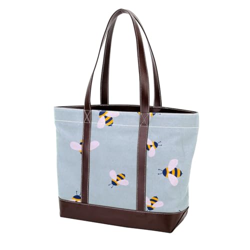 Modische Leder-Geldbörse mit gelbem Bienen-Motiv, für Damen, mit Tragegriff oben, mit Taschen, Reißverschluss, Mehrfarbig 03, 33.8x12x31cm/13.3x4.7x12.2 in von Generic