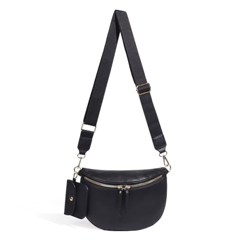 Modische Schultertasche aus PU-Leder, einfarbig, stilvolle Hüfttasche (schwarz) von Generic