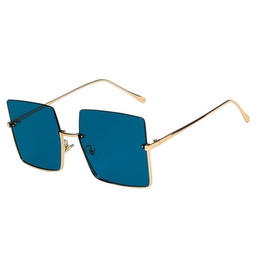 Modische Sonnenbrille Mit Großem Rahmen Aus Metall For Männer Und Frauen, For Autofahrten Im Freien, Urlaub, Partys(Blue) von Generic