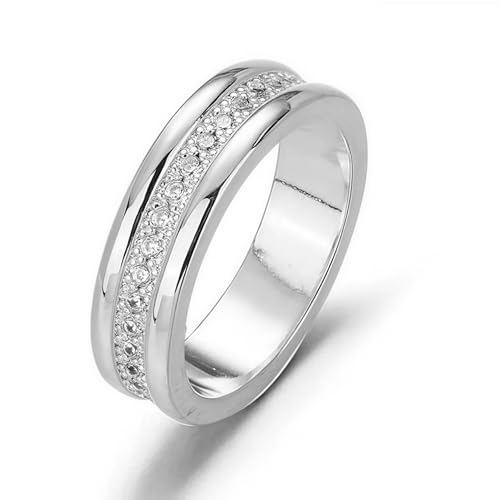 Modischer Damen Ring 6mm Breite Zirkonia Goldfarben oder Silberfarben Größen 5-10 Elegant Schmuck für Alltag, Verlobung, Hochzeit oder Geschenk - Silber - Größe 7 Modischer Damen Ring 6mm Breite Zirkonia Goldfarben oder Silberfarben Größen 5-10 Elegant Schmuck für Alltag, Verlobung, Hochzeit oder Geschenk - Silber - Größe 7 von Generic