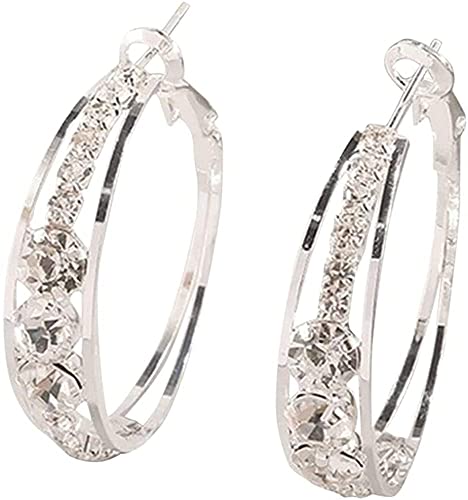 Modischer Schmuck für Damen, charmant, Ohrringe aus Kristall, Strass, Creolen, Ohrringe, Zubehör (Silber) von Generic