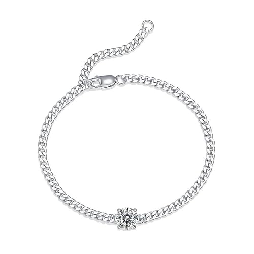 Modisches 925 Silber Licht Luxus Armband, Moissanit Armband, Damen High-End Gefühl verstellbare Kette 3 mm 16 + 3 cm Sommer Strand Meer (A) von Generic