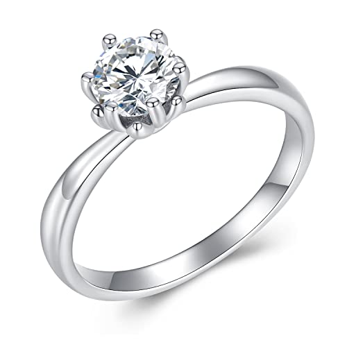 Moissanit-Diamantringe für Frauen, Verlobung, Ewigkeit, rundes Ringband für Sie, Sterlingsilber von Generic