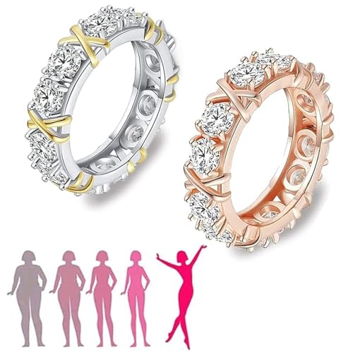 Moissanite Magnetology Lymphvity Ring, Magnetischer Zirkonformungskreuz Voller Moissanite-diamantring, Magnetringe für Frauen zur Gewichtsabnahme, verlobungsring Für Damen Und Herren (7) von Generic