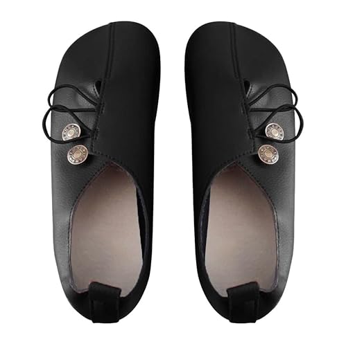 Mokassins Damen PU Leder Flachschuhe Einfarbig Halbschuhe Runde Zehe Wanderschuhe Slip-On Freizeitschuhe Flache Bequeme Arbeitsschuhe Klassische Vintage Lederschuhe Casual Business Anzugschuhe von Generic