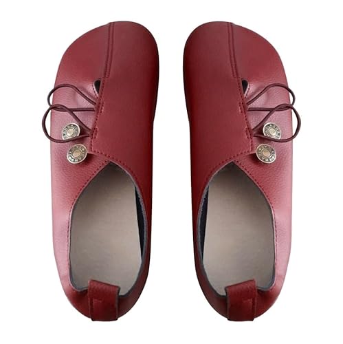 Mokassins Damen PU Leder Flachschuhe Einfarbig Halbschuhe Runde Zehe Wanderschuhe Slip-On Freizeitschuhe Flache Bequeme Arbeitsschuhe Klassische Vintage Lederschuhe Casual Business Anzugschuhe von Generic