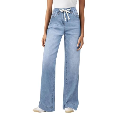 Mom Jeans Damen High Waist - Jeanshose Damen Stretch Mit Gummizug Denimhose Elastische Taille Freizeithose Baggy Straight-Hosen Breite Bein Schlupfjeans Loose Fit Y2K Hose Mom Jeans Damen High Waist - Jeanshose Damen Stretch Mit Gummizug Denimhose Elastische Taille Freizeithose Baggy Straight-Hosen Breite Bein Schlupfjeans Loose Fit Y2K Hose von Generic