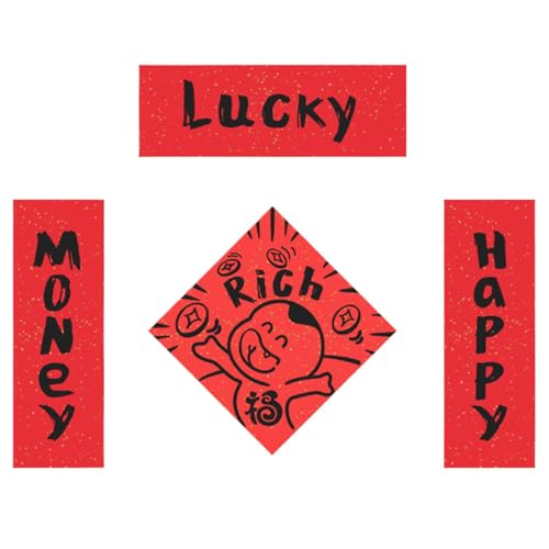 Mondneujahr 2025 Couplets - Chinesische Couplets für das neue Jahr, Traditionelle Dekoration | Rote Paare, 2025 Dekorationszubehör, Symbole des Wohlstands, festliche Wanddekoration von Generic