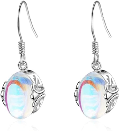 Mondstein Tropfenohrringe Oval Opal Copper Droplets Ohrhänger Damen Mädchen Schönes Design von Generic