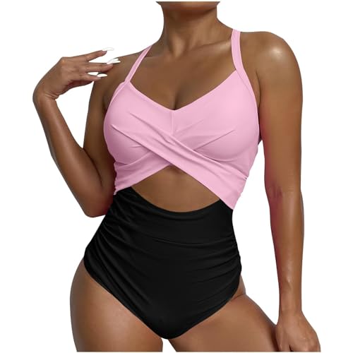 Monokini Einteiliger Badeanzug Badeanzug Damen Mit Cups BadeanzüGe für Damen Einfarbig Bauchweg Push Up Shaping Sexy Cut Out Badeanzug Mit Bein Swimsuits for Women String Badeanzug Beachwear von Generic