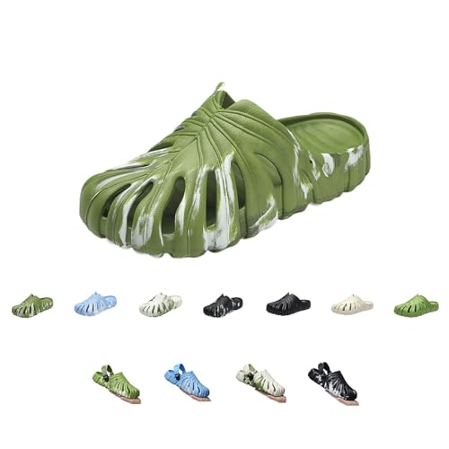 Monstera-Hausschuhe, rutschfeste Hausschuhe für mit dicker Sohle, Sandalen mit offener Spitze, Duschhausschuhe (green A, Erwachsene, 44, Numerisch (von/bis), EU Schuhgrößensystem, 45, M) von Generic