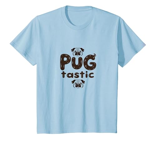 Mops Tastic Adorable Dog Lovers Whimsical T-Shirt, Kinder, Himmelblau, 98 von Generic