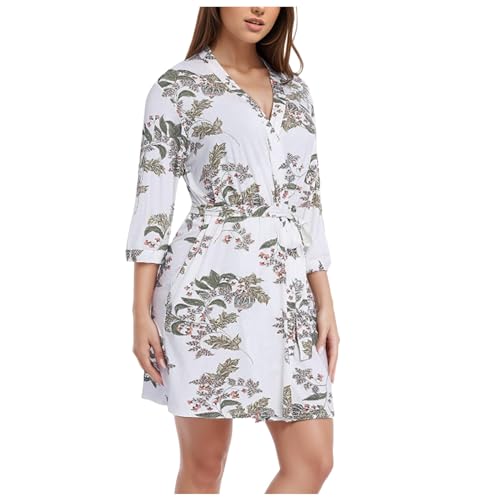 Morgenmantel Damen Kurz Flauschig Spitze Hochwertige Schlafkleid Xs Nachtzeug Studio BH Elegant Jumpsuits Wadenlang Kragen Kleine Jacke Interlock Transparentes Füßen Schurwolle Pflegenachthemd von Generic