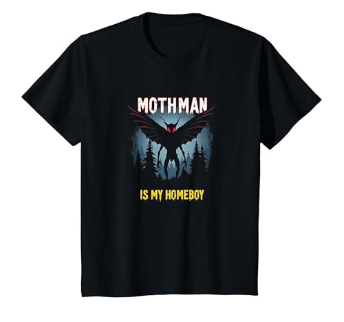 Mothman ist Mein Homeboy: Cryptid Lover Forest Mystery T-Shirt, Kinder, Schwarz, 104 von Generic