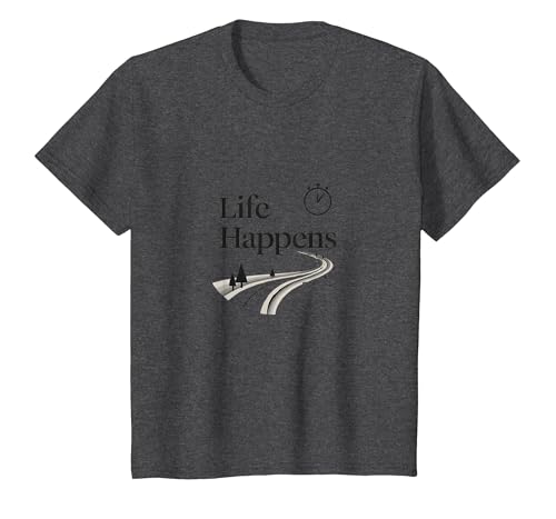 Motivierendes Zitat It is What It is: Life Happens T-Shirt, Kinder, Anthrazit Meliert, 104 von Generic