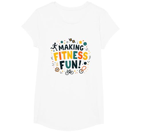 Motivierendes Zitat Making Fitness Fun T-Shirt, Girls, Weiß, XS von Generic
