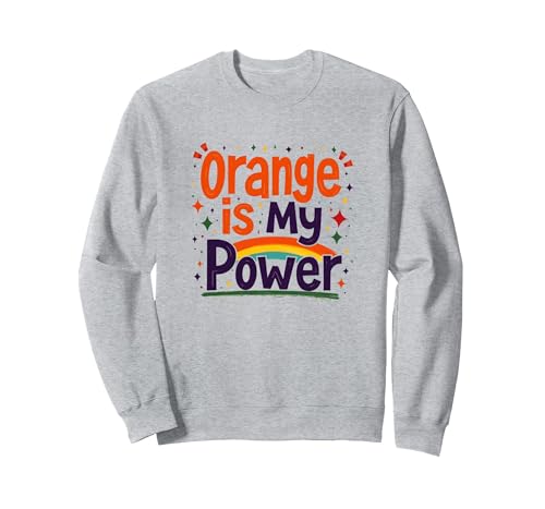 Motivierendes Zitat für Mädchen, Orange is My Power Sweatshirt, Unisex für Erwachsene, Grau Meliert, XXL von Generic