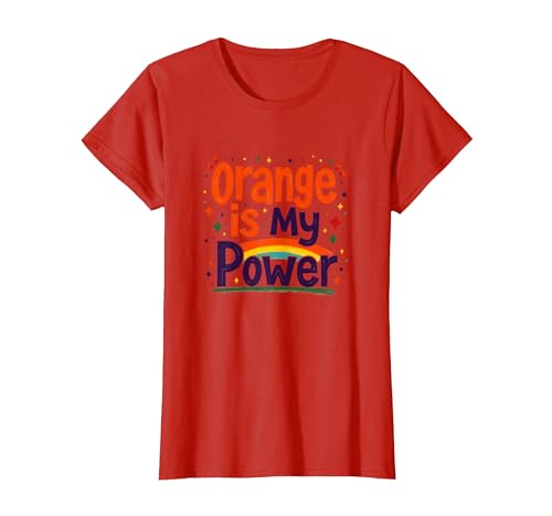 Motivierendes Zitat für Mädchen, Orange is My Power T-Shirt, Damen, Rot, XS von Generic