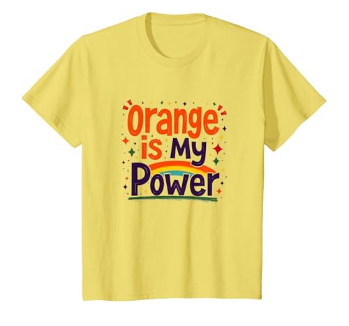 Motivierendes Zitat für Mädchen, Orange is My Power T-Shirt, Kinder, Gelb, 98 von Generic