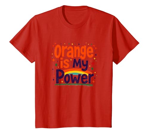 Motivierendes Zitat für Mädchen, Orange is My Power T-Shirt, Kinder, Rot, 140 von Generic