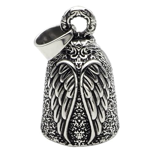 Motorrad-Gurrdian-Glocke – Edelstahl Biker Glücksglocke | Engelsflügel-Anhänger für Männer | Reitsegen T0ken | Radfahrervermögen | schützender Straßengeist für Motorradfahrer von Generic