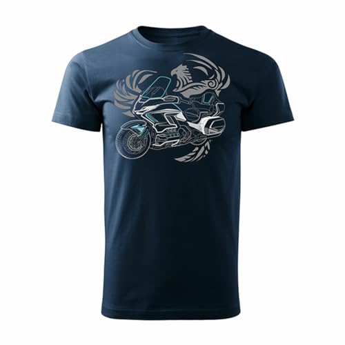 Motorrad T-Shirt Goldwing GL 1800, Dunkelblau, XL von GENERIC