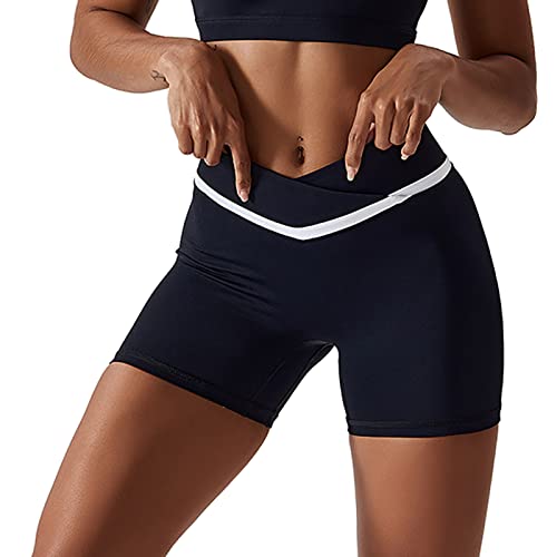 Motorradfahrer überquerte Shorts, Yoga -Shorts überquerte Taille, Weiche und Schnelle Trocknung für Frauen Zum Laufen (S) von Generic