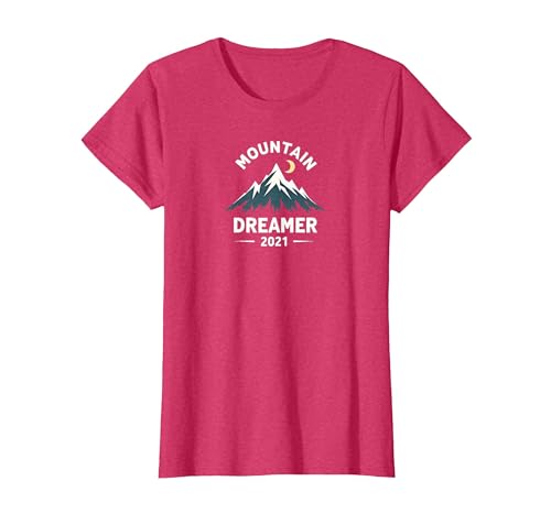 Mountain Dreamer 2021 Abenteuerliche Sternennacht T-Shirt, Damen, Rot meliert, S von Generic